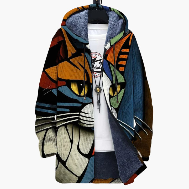 Katzenmuster Strickcardigan für Damen