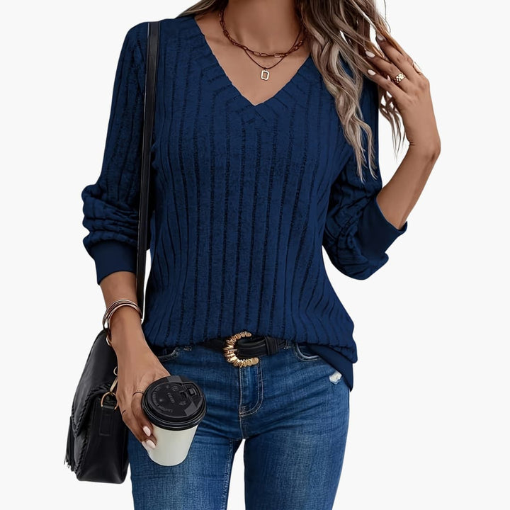 Damen pullover mit V-Ausschnitt und langen Ärmeln