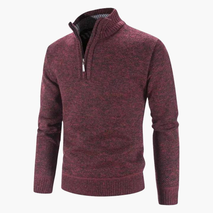 Herren pullover mit Halbreißverschluss und strukturierter Oberflächeen Warm