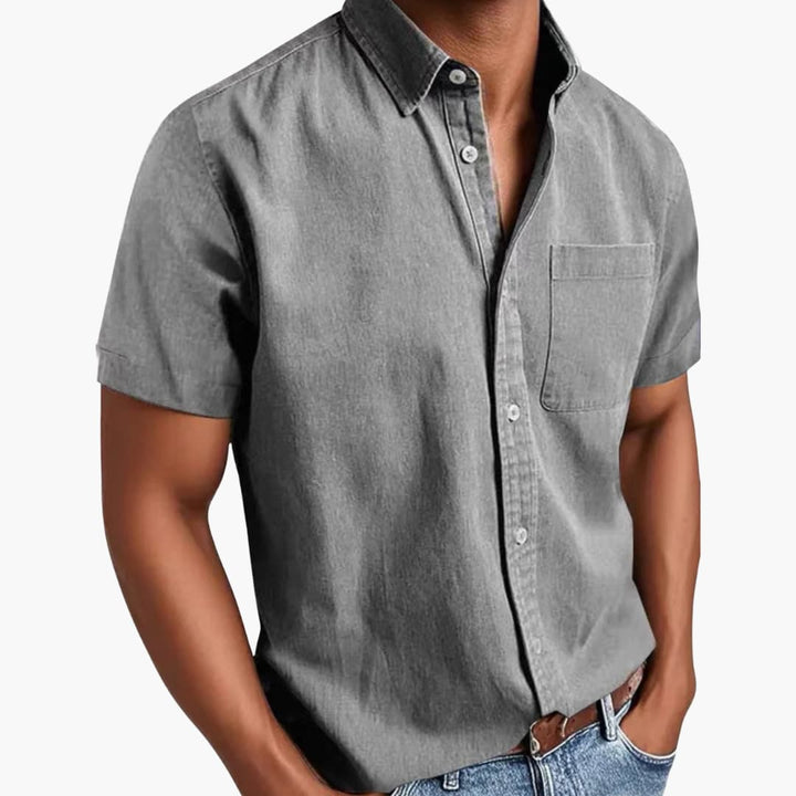 Herren Kurzarmhemd mit Brusttasche für Frühling und Sommer