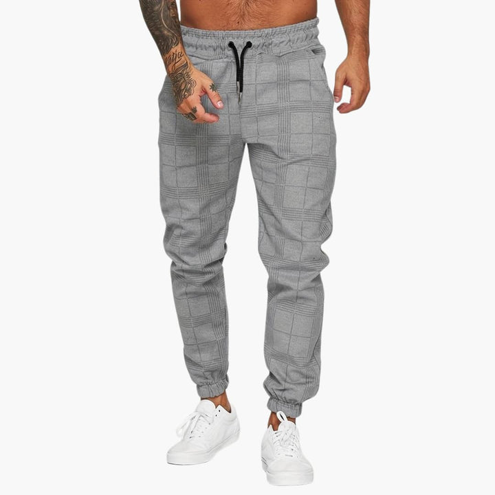 Herren hose mit elastischem Bund und karierter Oberfläche