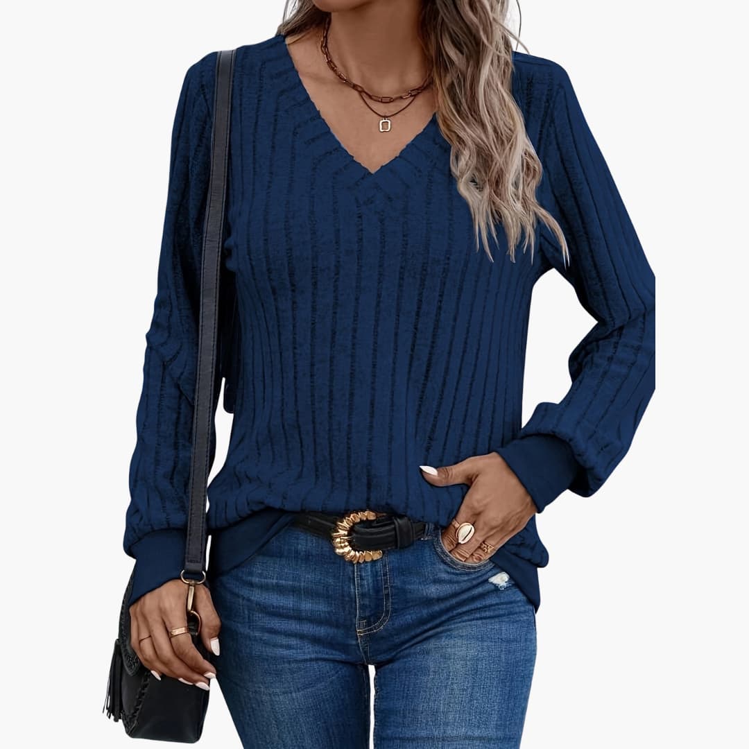 Damen pullover mit V-Ausschnitt und langen Ärmeln