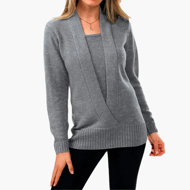Damen pullover mit tiefem V-Ausschnitt und langen Ärmeln