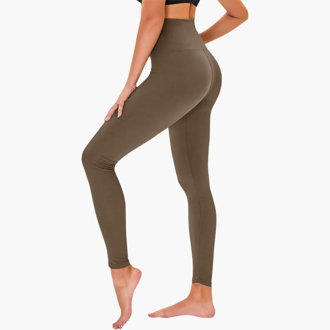 Damen Leggings mit Leopardenmuster und hohem Bund aus Stretchmaterial