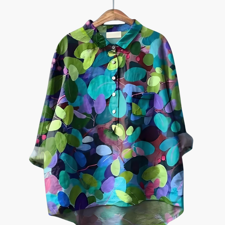 Langärmelige Sommerbluse mit Blumendruck für Damen