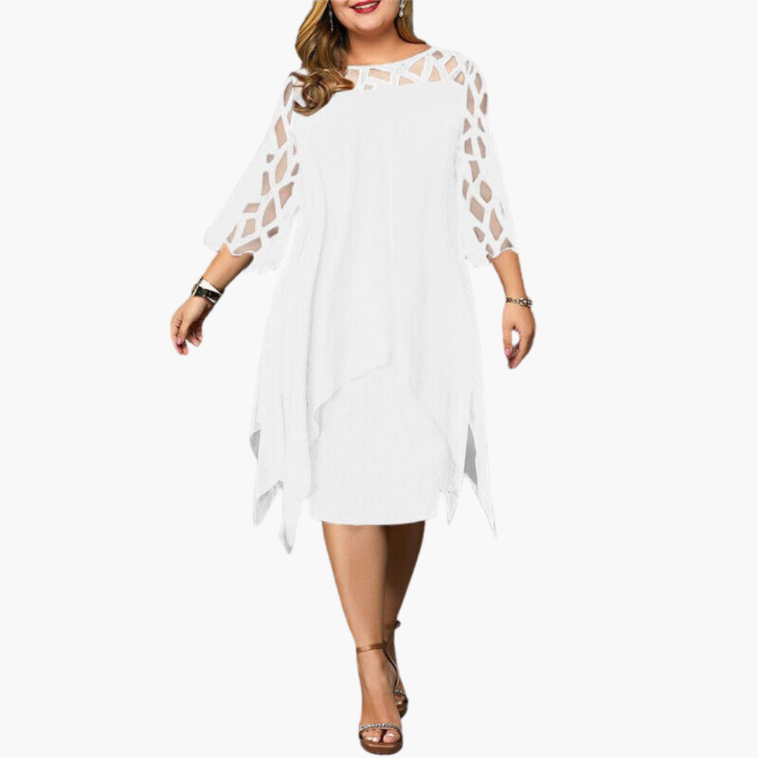Leichtes Damen Abendkleid - mit ausgeschnittenen Ärmeln Midikleid