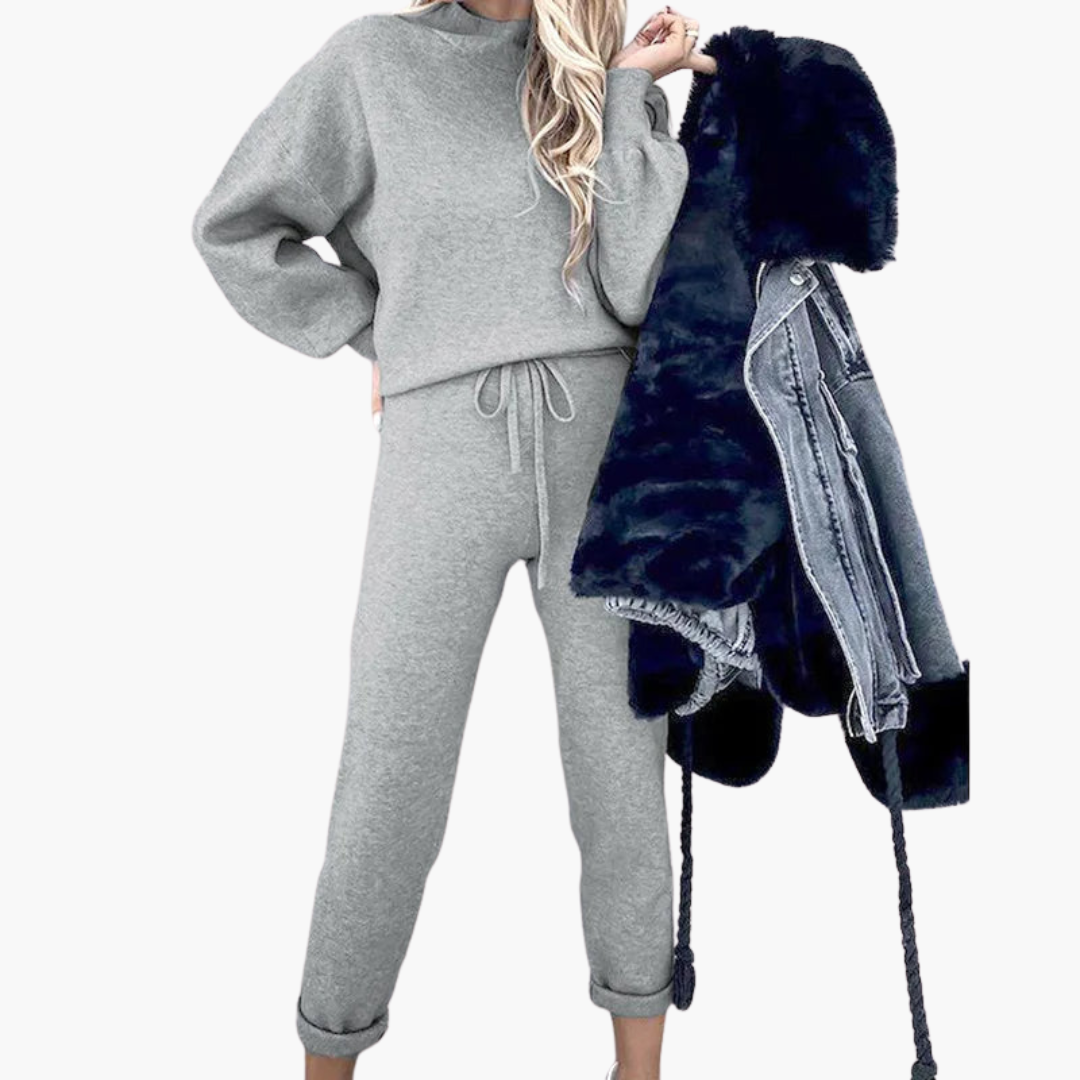Zweiteiliger Jogginganzug für Frauen mit hohem Kragen