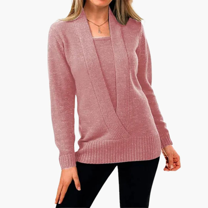 Damen pullover mit tiefem V-Ausschnitt und langen Ärmeln