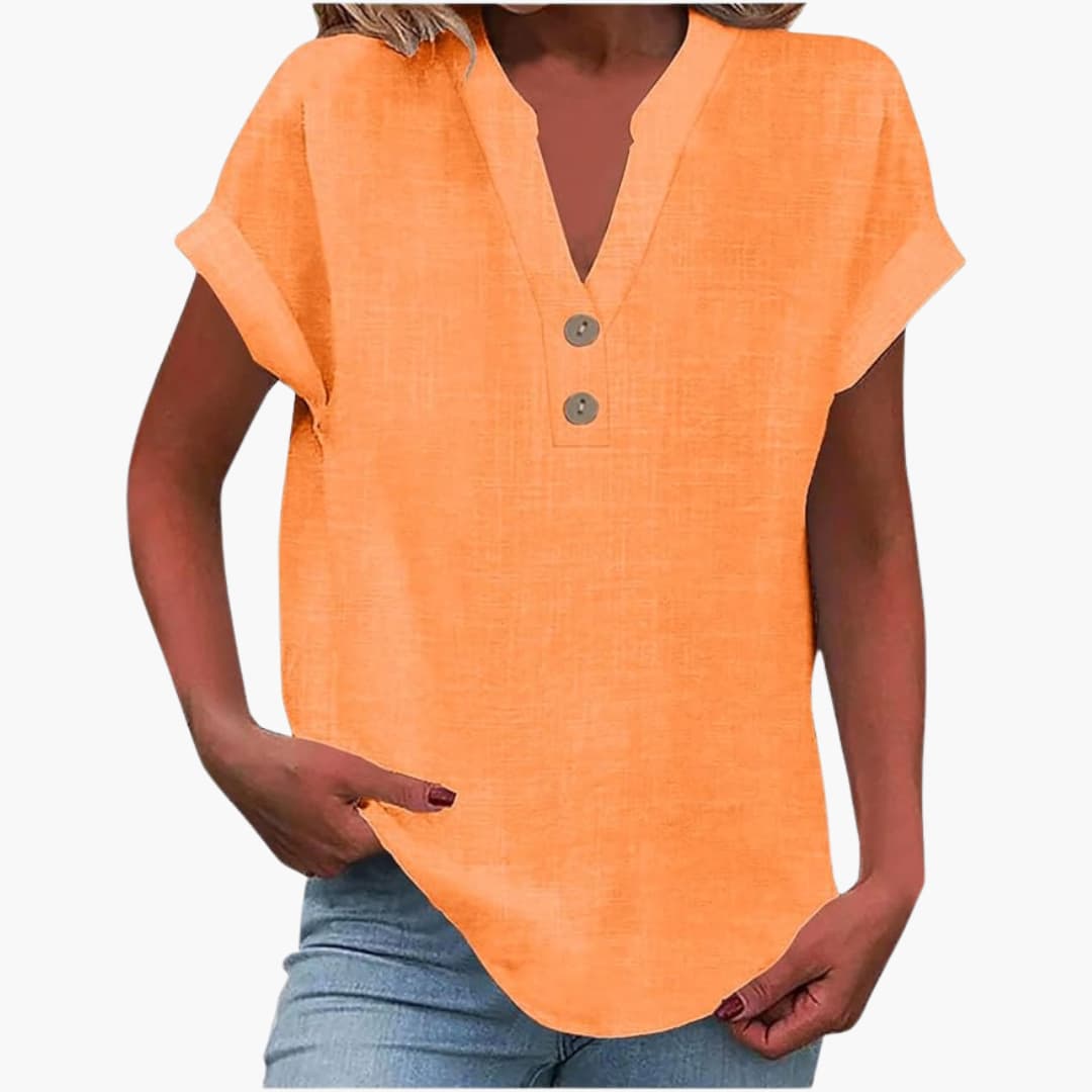 Damen Bluse mit V-Ausschnitt und kurzen Ärmeln für Frühling