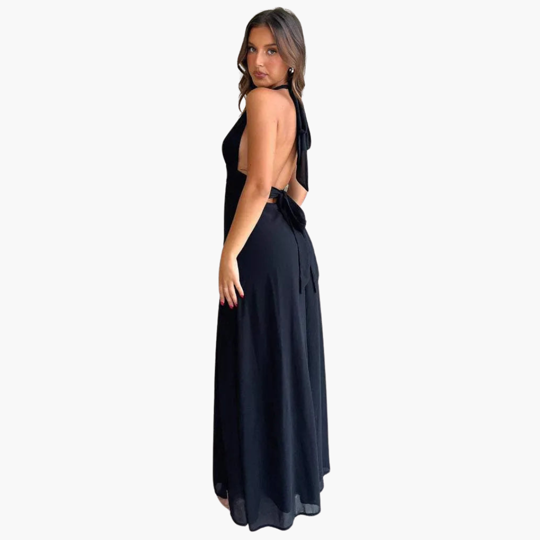 Maxikleid mit Schlitz & Neckholder - Damen Abendmode
