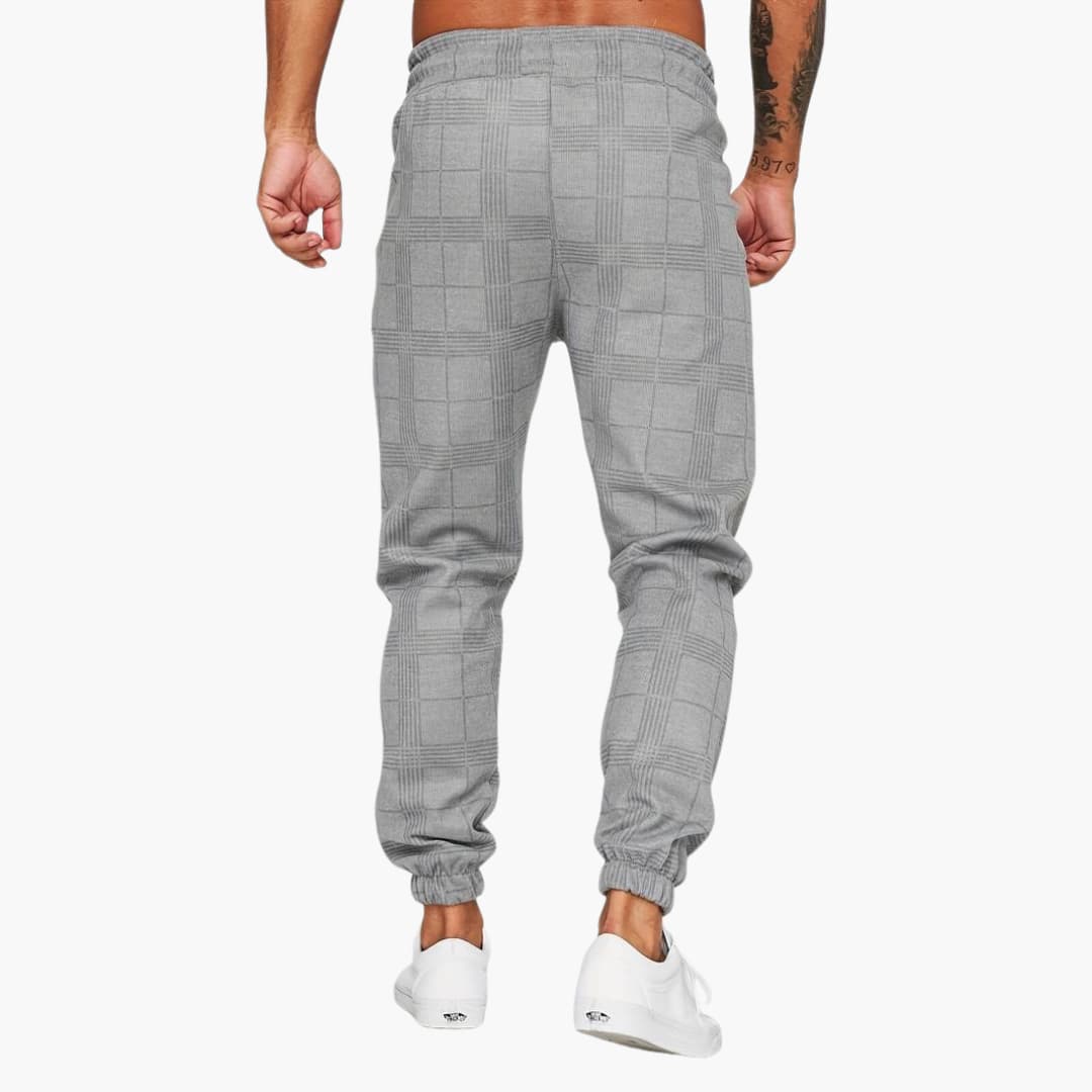 Herren hose mit elastischem Bund und karierter Oberfläche
