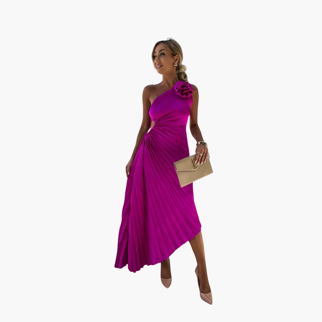 Romantisches Midikleid für Damen – 3D Blumenapplikationen