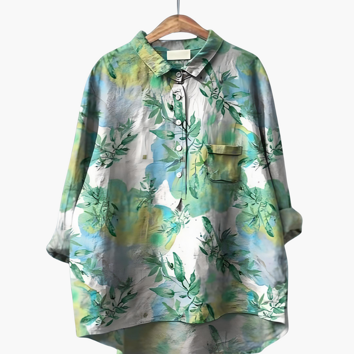 Langärmelige Sommerbluse mit Blumendruck für Damen