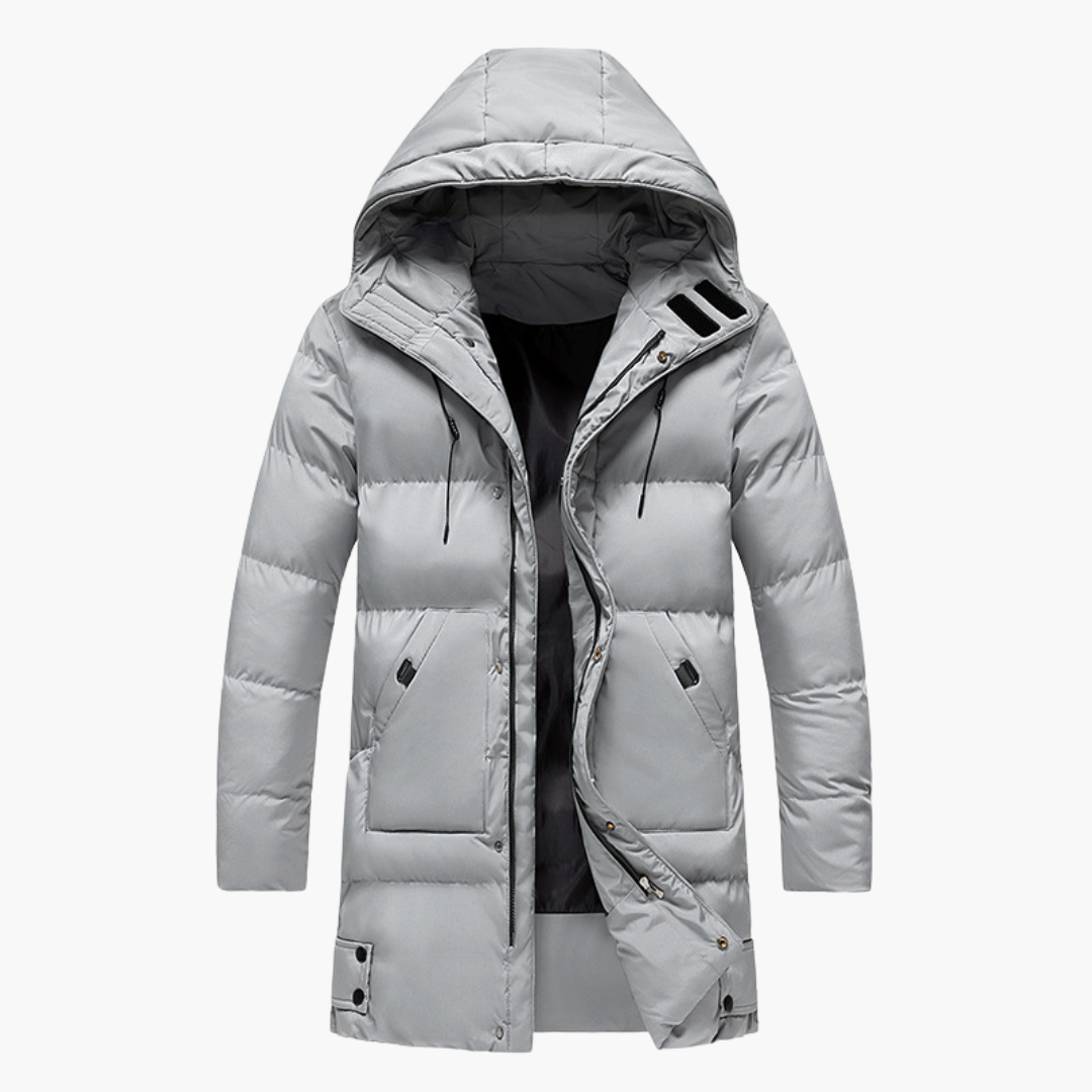 Herren Parka Jacke mit Kapuze und Frontreißverschluss