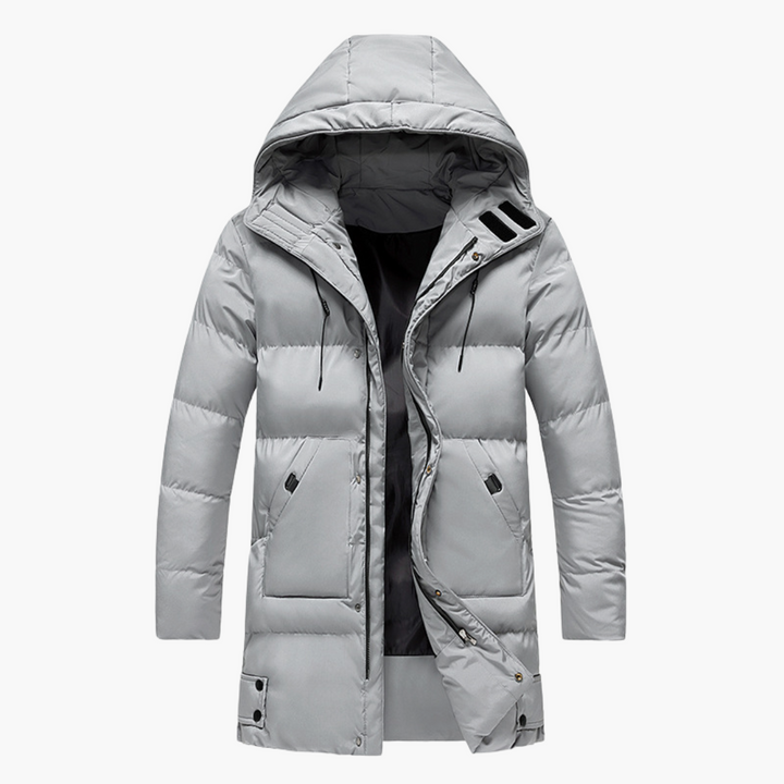 Herren Parka Jacke mit Kapuze und Frontreißverschluss