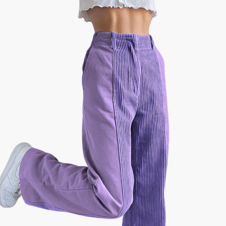 Damen Cordhose mit hohem Bund und weitem Bein