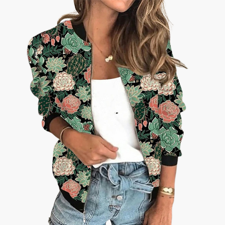 Bomberjacke für Damen - Leicht & Stylisch mit Blumenmuster