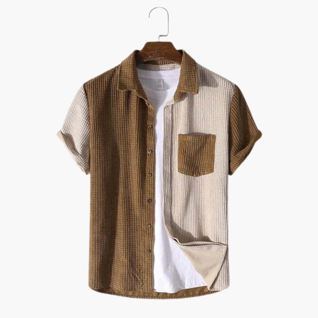Herren Sommer Set aus Waffelstruktur mit Hemd und Shorts