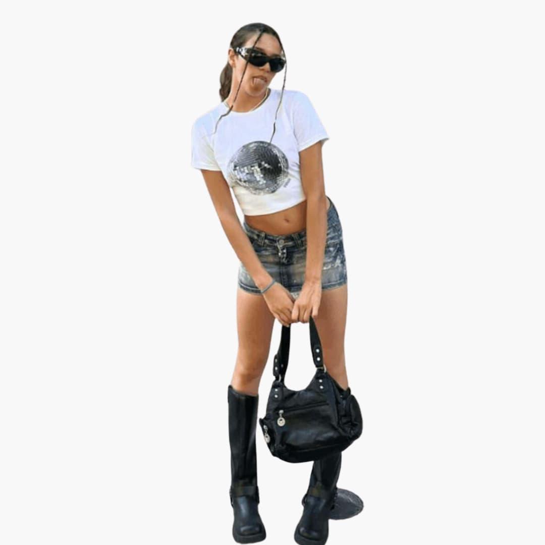 Trendiges Glitzerball-T-Shirt für Damen - SchmiedeMode