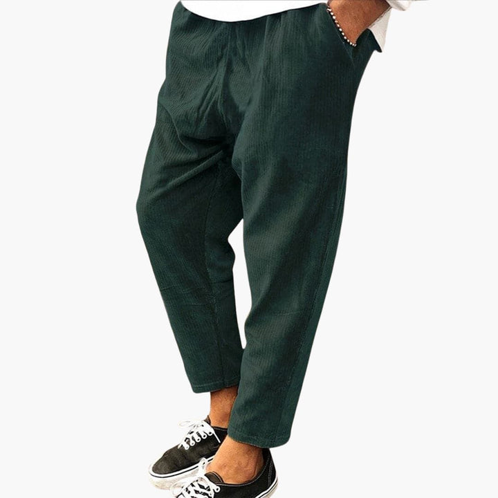 Herren Sommerhose aus Polyester mit Gummibund und Cordstruktur