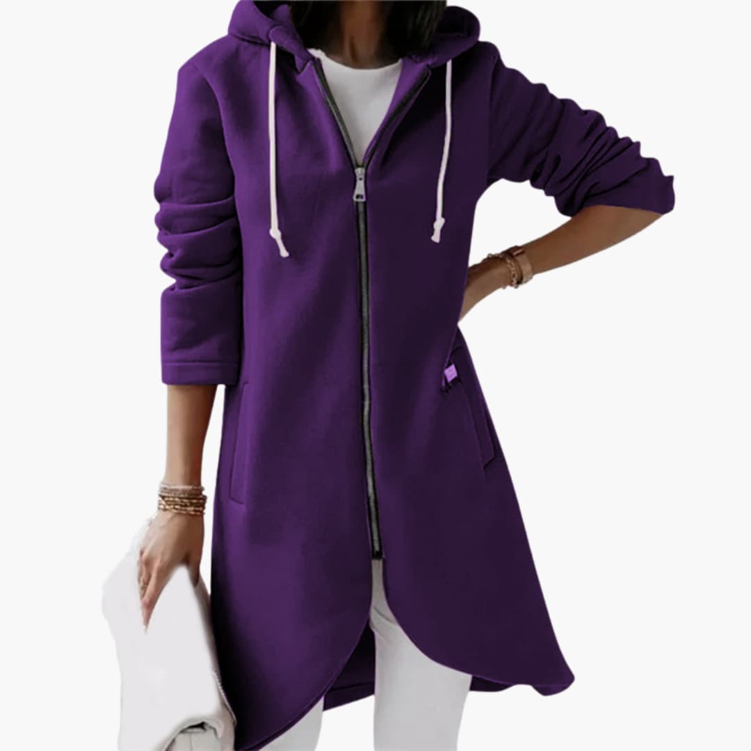 Langer Hoodie mit Reißverschluss für Damen