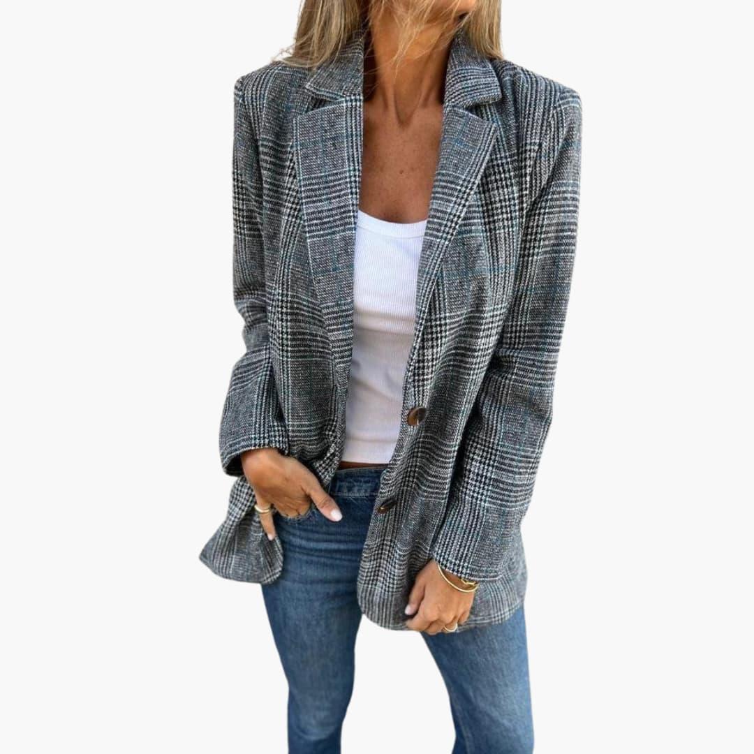 Maßgeschneiderter karierter Blazer für Damen - SchmiedeMode