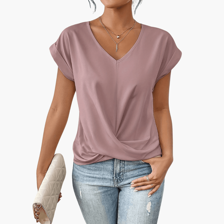 Trendiges, lässiges T-Shirt mit herzförmigem Ausschnitt für Damen - SchmiedeMode