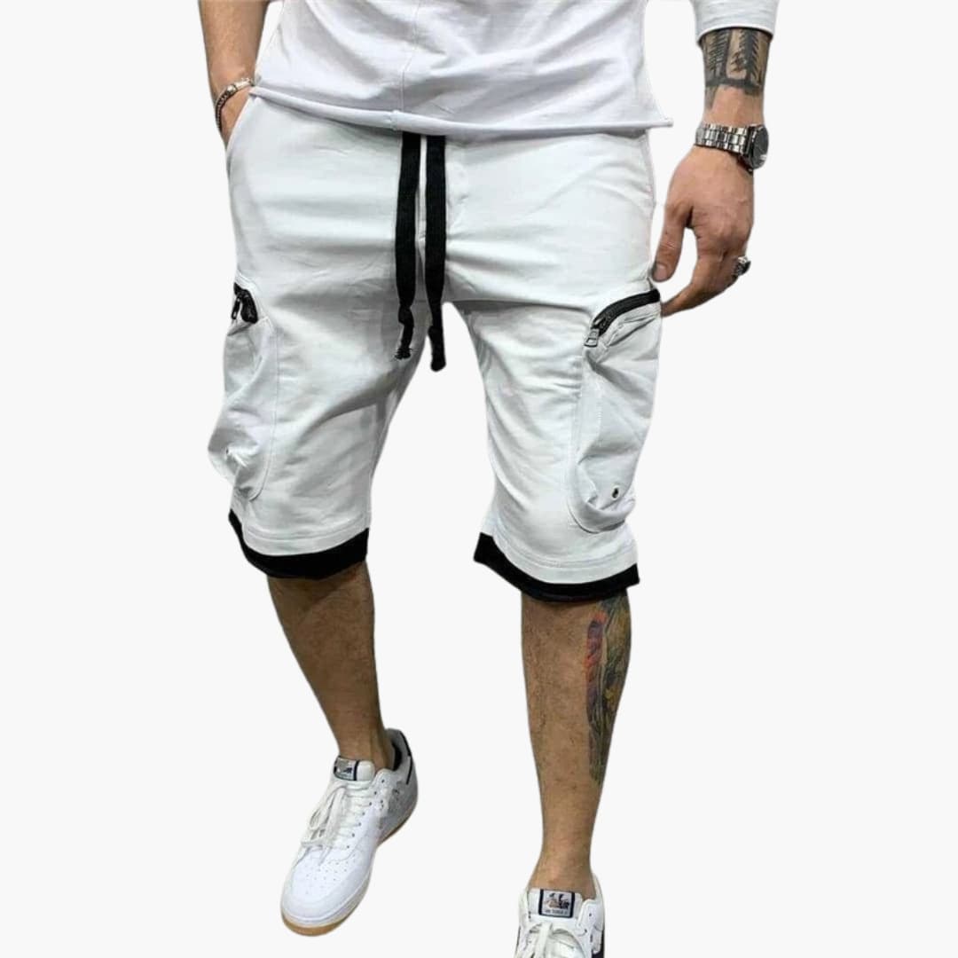 Herren Sommer Cargoshorts mit Reißverschlusstaschen und Kordelzug