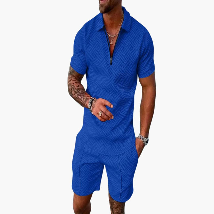 Herren Sommer Zweiteiler mit Reißverschluss und Shorts