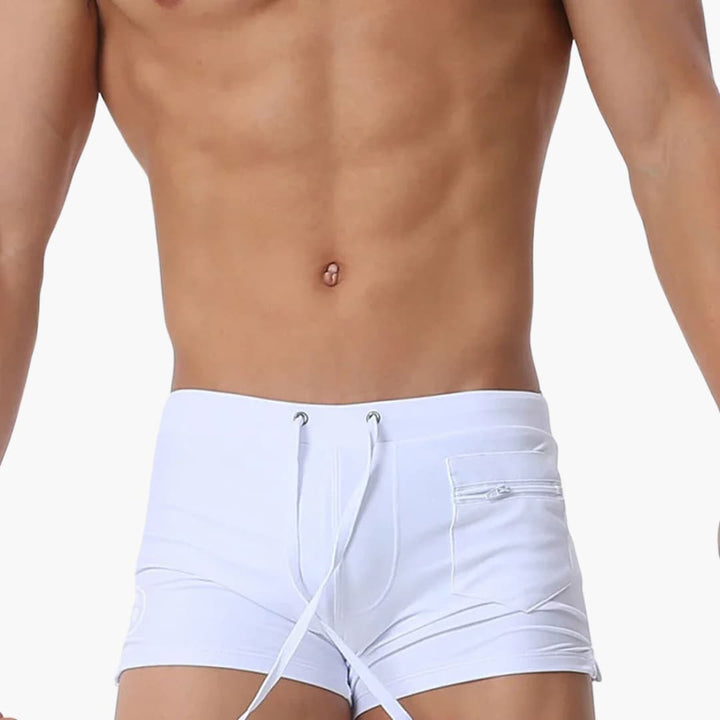 Herren Badeshorts mit Reißverschlusstaschen und Kordelzugbund
