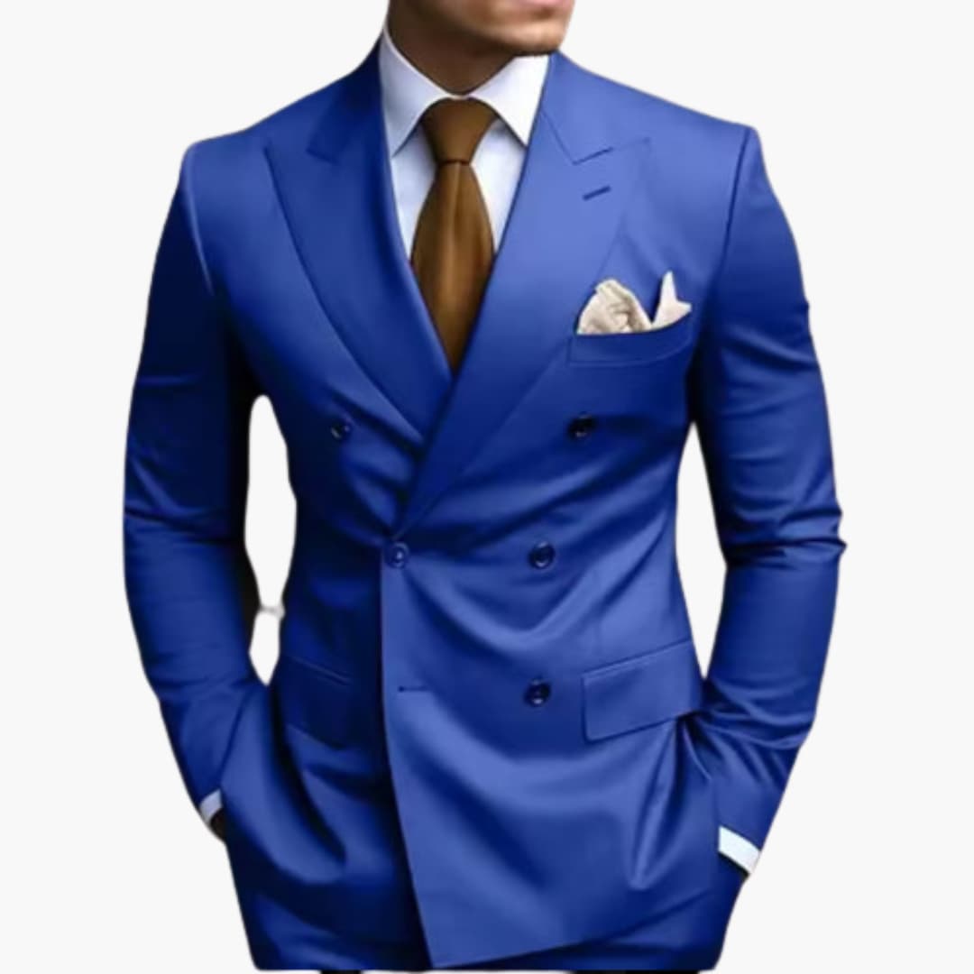 Herren Anzug zweiteilig mit Doppelreiher und Slim Fit Hose