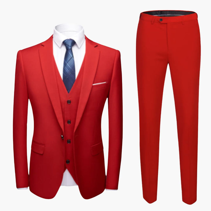Herren Anzug dreiteilig mit Ein-Knopf Blazer und Weste