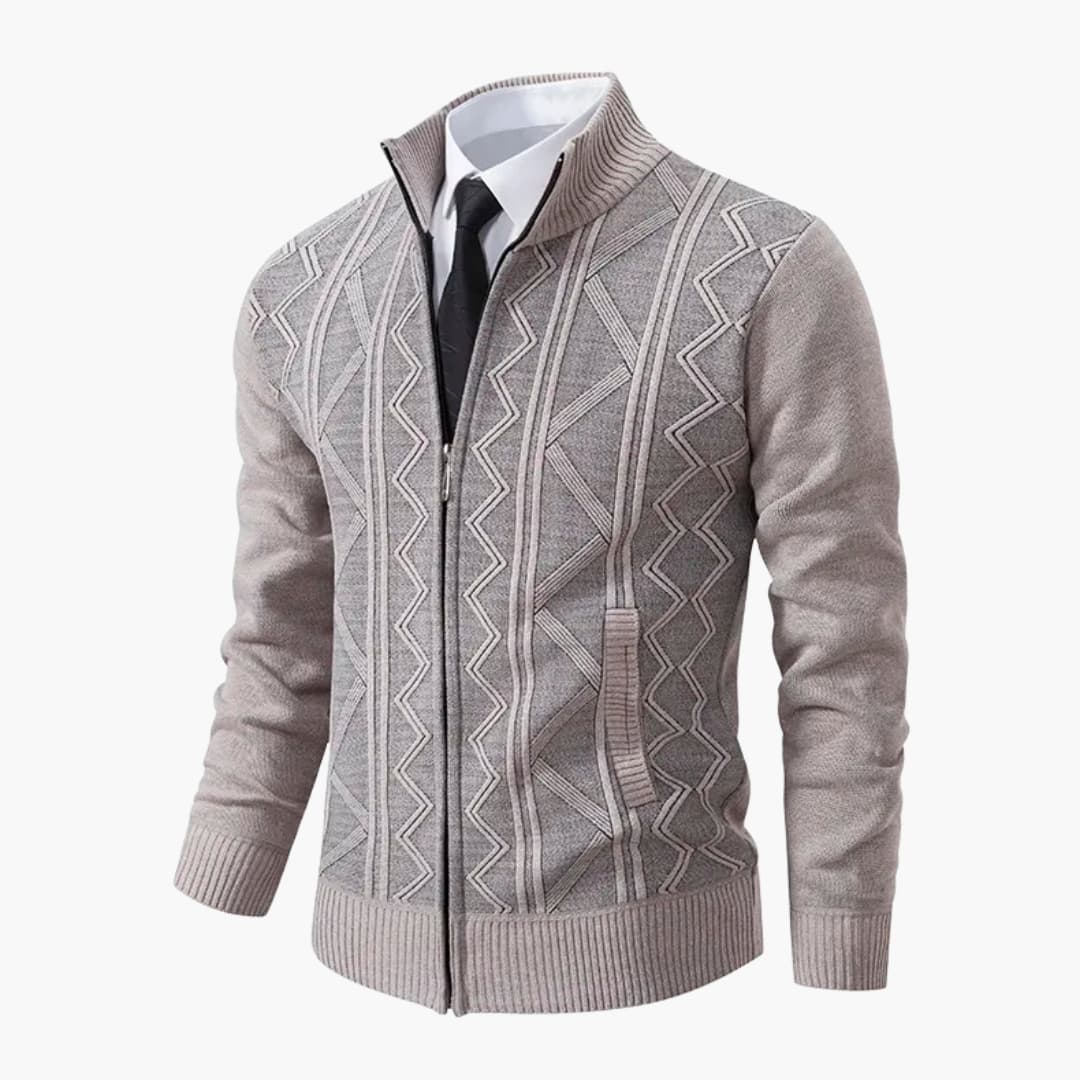 Herren Pullover mit Reißverschluss und gerippter Oberfläche