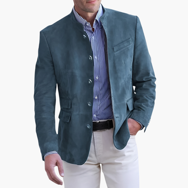 Herrenjacke mit Knopfverschluss und strukturierter Oberfläche