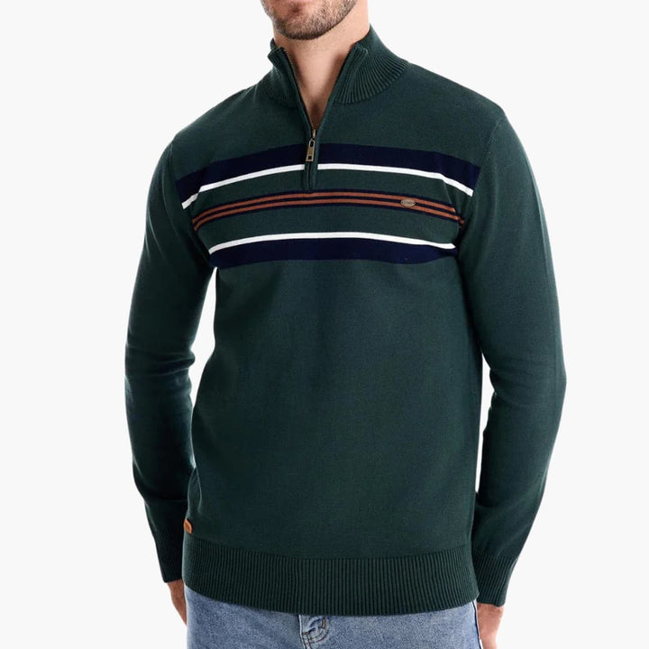 Herren pullover mit Reißverschluss am Halsausschnitt und gestreifter Oberfläche