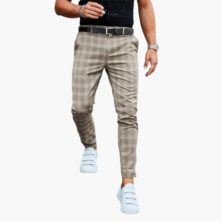 Herren Slim Fit Hose mit Karomuster und schmalem Bein