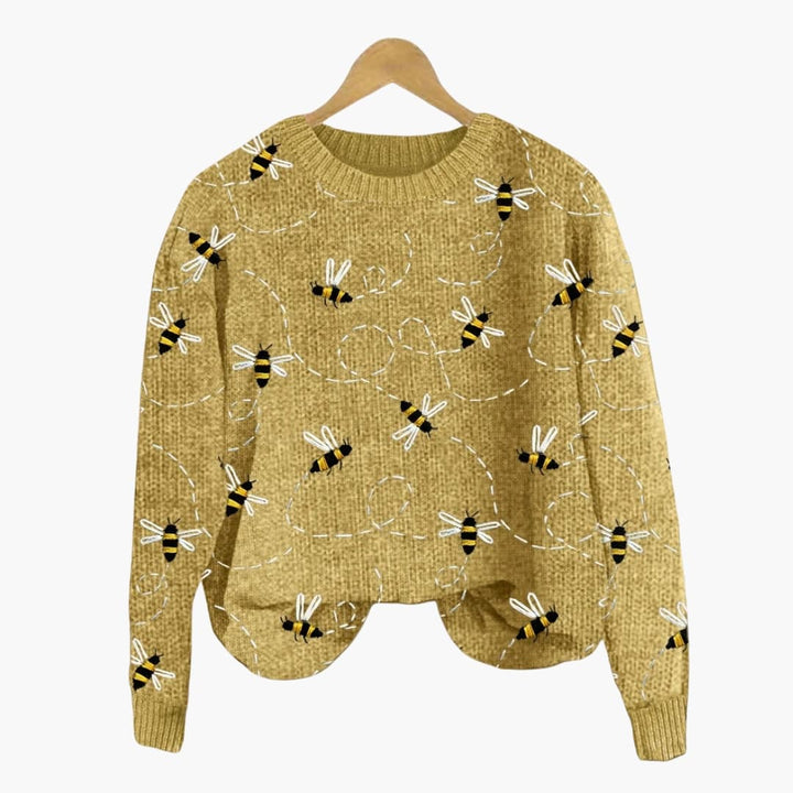 Damenpullover mit Bienenmuster und langen Ärmeln