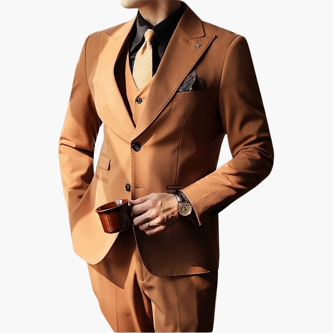 Herren Anzug dreiteilig mit Weste und Slim Fit Schnitt