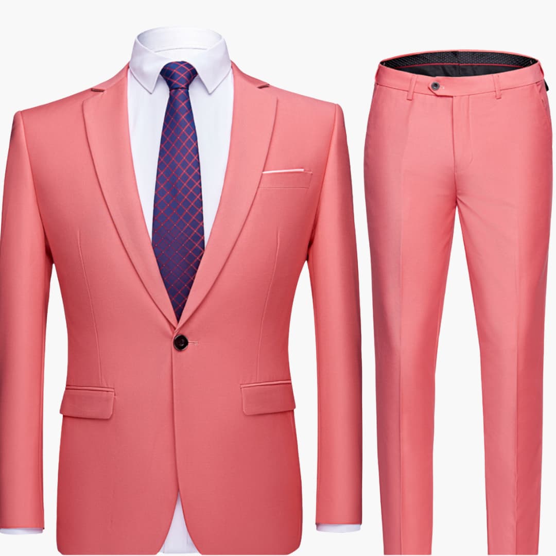 Herren Zweiteiler Anzug mit Blazer und flacher Front Hose