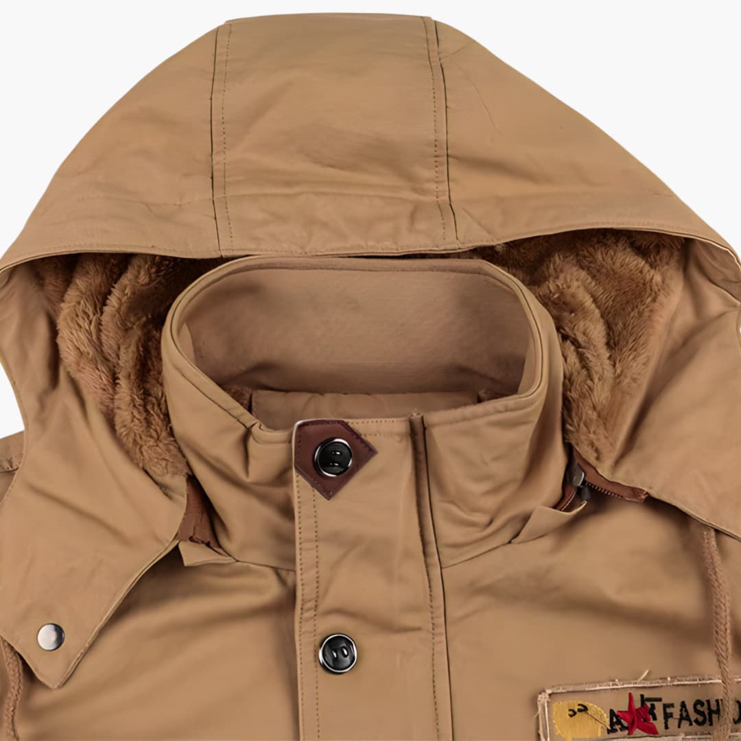 Herren Feldjacke mit verstellbarer Kapuze und mehreren Taschen