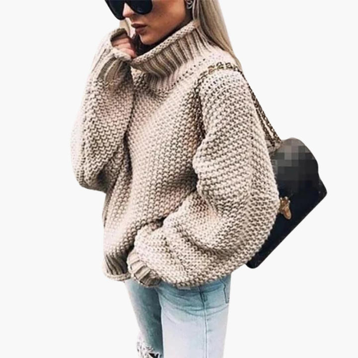 Damen pullover mit Rollkragen und strukturierter Strickoberfläche