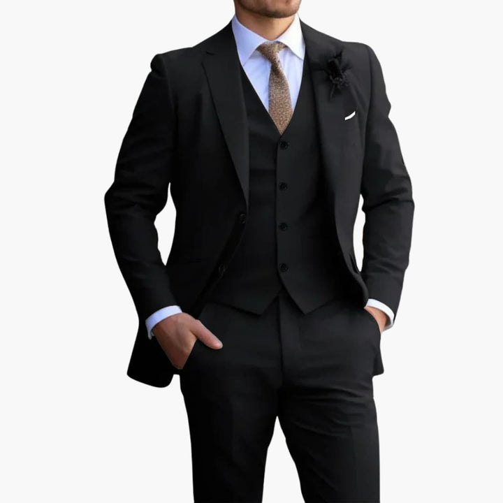 Herren Anzug Dreiteiler mit Weste und schmaler Hose
