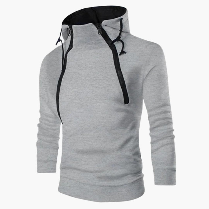 Herren Hoodie mit Reißverschluss am Ausschnitt und Verstellbarem Schnitt