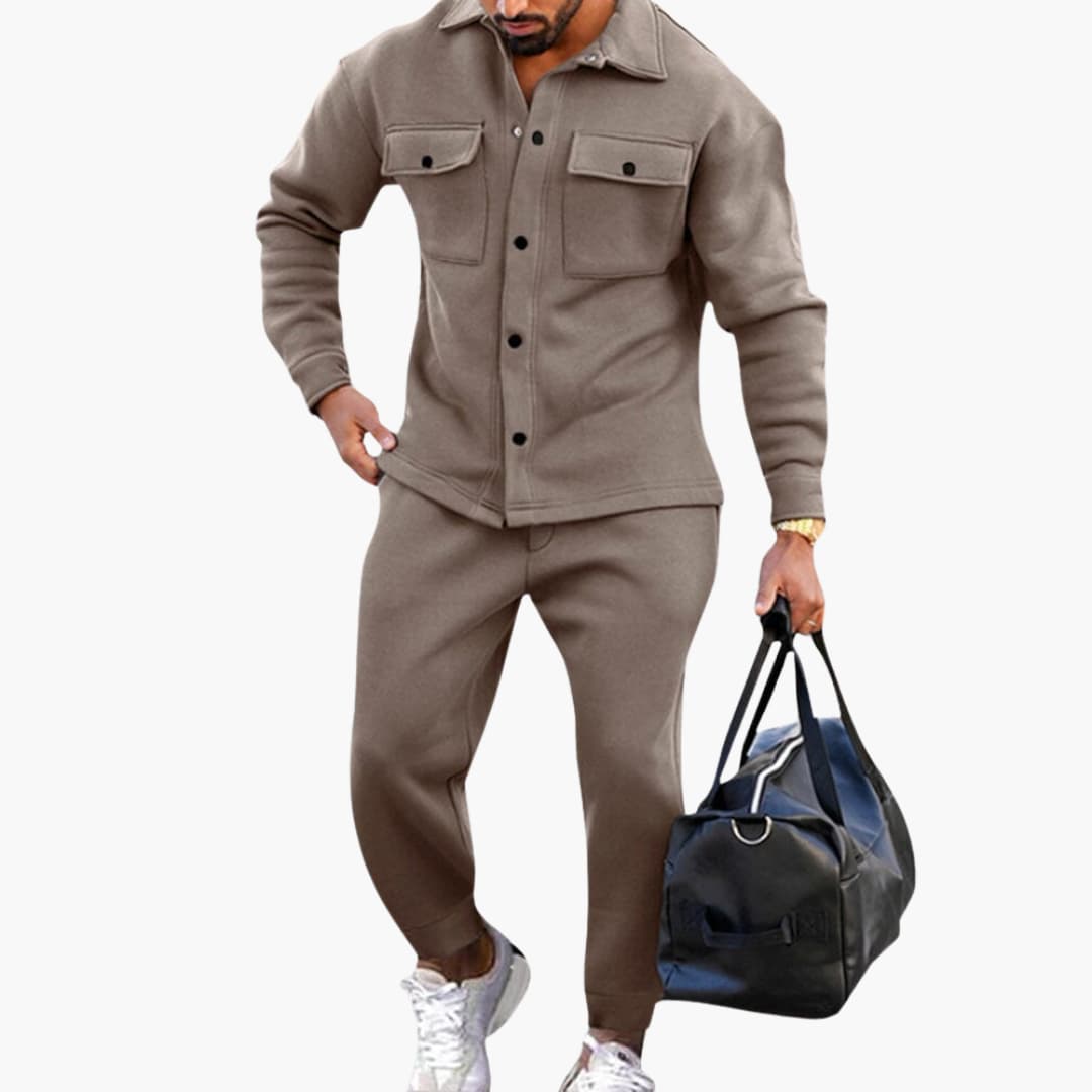 Zweiteiliges Herren Set mit Langarmhemd und Hose