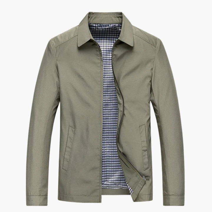 Herrenjacke mit kariertem Futter und Frontreißverschluss