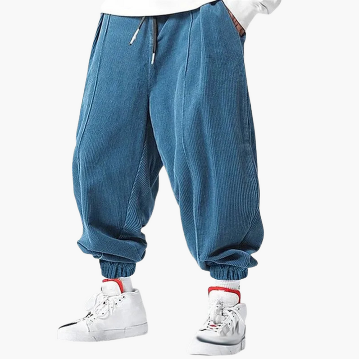 Herren Cordhose mit Bund und Kordelzug und Bündchen