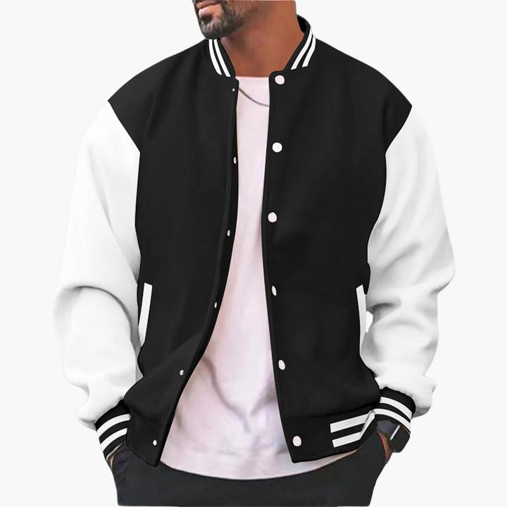 Varsity Bomberjacke für Herren mit Druckknöpfen und geripptem Besatz