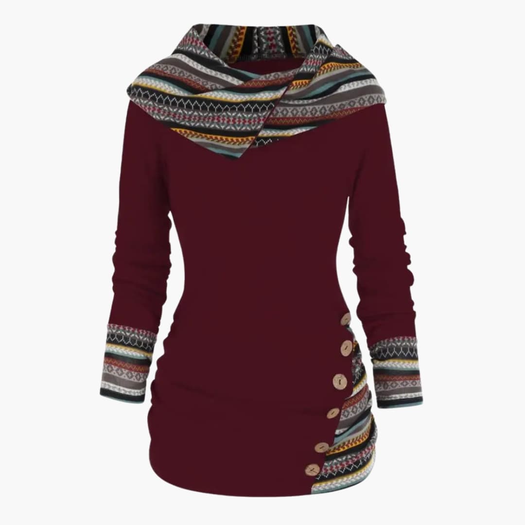Damen Kapuzenpullover mit Knöpfen und Tasche