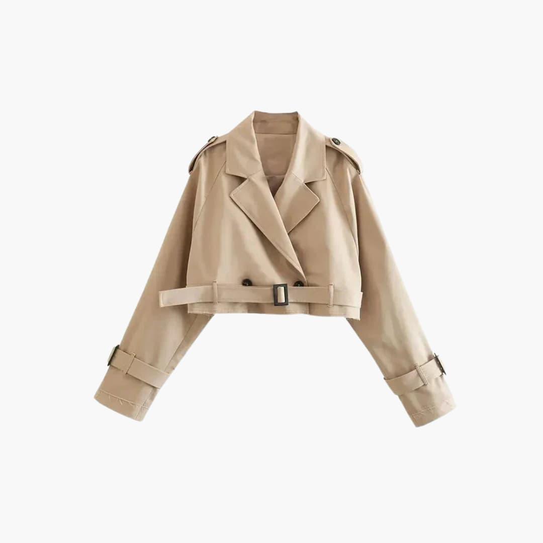 Stylische Cropped Belt Jacke für Frauen - SchmiedeMode
