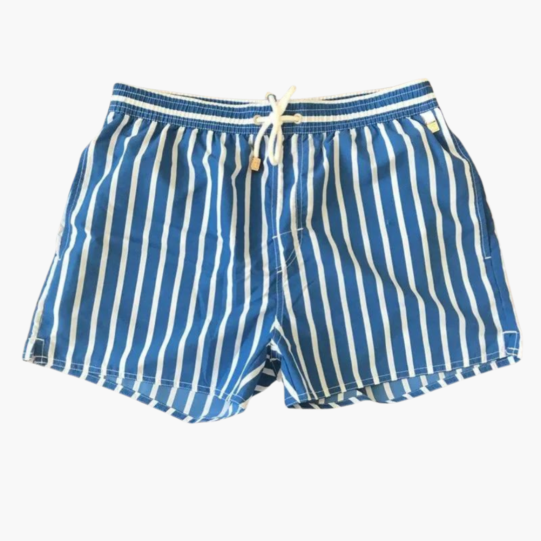 Gestreifte Herren-Badeshorts - mit Tunnelzug und Seitentaschen